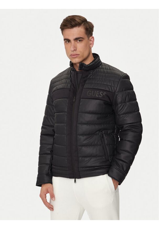 Guess Kurtka przejściowa M4YL16 WFHD0 Czarny Regular Fit. Kolor: czarny. Materiał: skóra