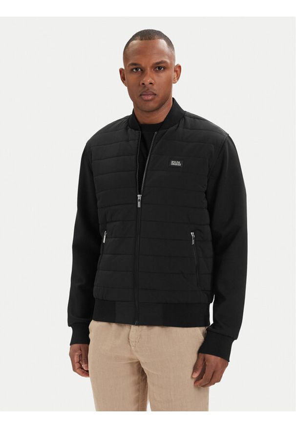 Karl Lagerfeld - KARL LAGERFELD Kurtka bomber 505061 562902 Czarny Regular Fit. Typ kołnierza: dekolt w karo. Kolor: czarny. Materiał: syntetyk