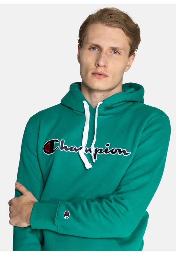 Bluza męska Champion Organic Cotton Blend Script Logo (216470-GS091). Kolor: zielony. Materiał: materiał. Styl: elegancki, sportowy