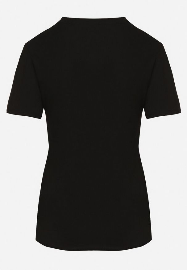 Born2be - Czarny Klasyczny T-shirt Bawełniany z Krótkim Rękawem Ismerina. Okazja: na spotkanie biznesowe, na co dzień. Kolor: czarny. Materiał: bawełna. Długość rękawa: krótki rękaw. Długość: krótkie. Styl: klasyczny