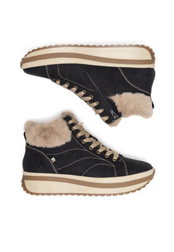 Rieker Revolution Lifestyle Botki W0961-01 Czarny. Kolor: czarny. Materiał: nubuk, skóra