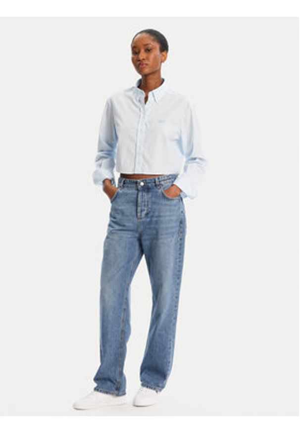 Tommy Jeans Koszula DW0DW21400 Błękitny Relaxed Fit. Kolor: niebieski. Materiał: bawełna