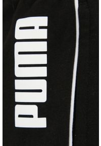 Puma szorty treningowe Modern damskie kolor czarny z nadrukiem high waist. Stan: podwyższony. Kolor: czarny. Materiał: skóra, materiał. Wzór: nadruk #2