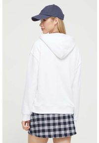 Tommy Jeans bluza damska kolor biały z kapturem z nadrukiem. Typ kołnierza: kaptur. Kolor: biały. Wzór: nadruk #3