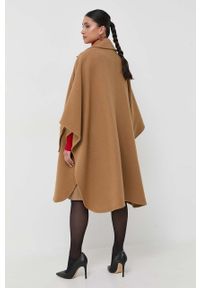 Pinko poncho wełniane kolor brązowy przejściowy oversize. Kolor: brązowy. Materiał: wełna. Wzór: gładki #4