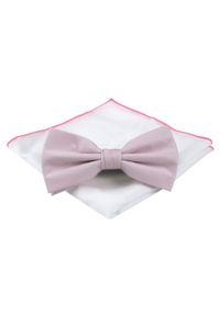 Mucha Męska z Poszetką (Zestaw) - Chattier - Perłowy Róż. Kolor: różowy. Styl: sportowy, elegancki
