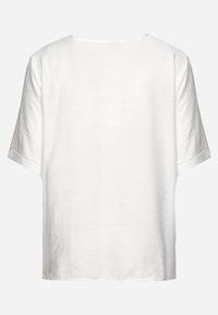 Born2be - Biały Bawełniany T-shirt z Nadrukiem i Kieszonką Lovelina. Kolor: biały. Materiał: bawełna. Wzór: nadruk. Styl: klasyczny, elegancki #7