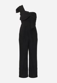 Born2be - Czarny Asymetryczny Elegancki Kombinezon VICES Ozdobiony Supłem Aigariope. Kolor: czarny. Długość: krótkie. Wzór: aplikacja. Styl: elegancki #5