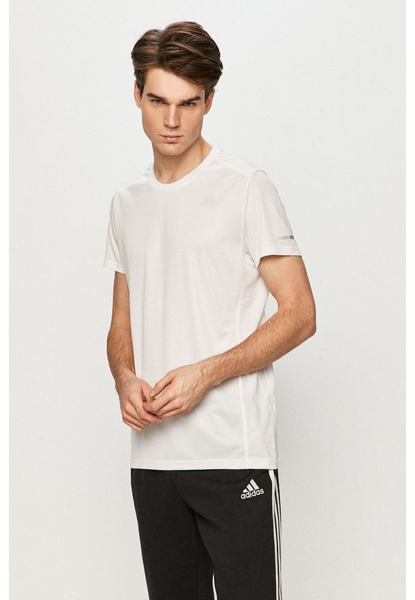 adidas Performance - T-shirt. Okazja: na co dzień. Kolor: biały. Materiał: dzianina. Wzór: gładki. Styl: casual
