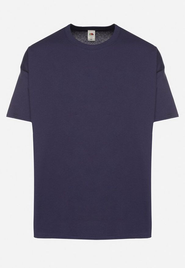 Born2be - Granatowa Koszulka T-shirt z Bawełny Fodarella. Okazja: na co dzień. Kolor: niebieski. Materiał: bawełna. Wzór: aplikacja. Styl: elegancki, casual, klasyczny