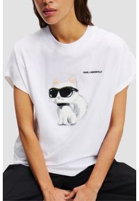 Karl Lagerfeld - KARL LAGERFELD Biały damski t-shirt Ikon Aquarelle C Loose, Rozmiar S. Kolor: biały #4