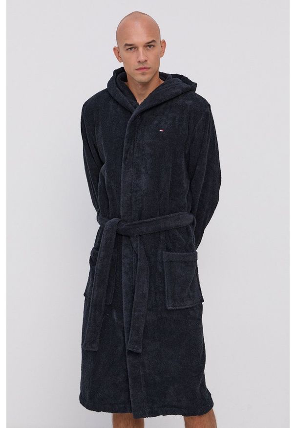 TOMMY HILFIGER - Tommy Hilfiger - Szlafrok. Typ kołnierza: kaptur. Kolor: niebieski. Materiał: dzianina
