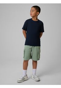 4f - 4F T-shirt gładki chłopięcy - granatowy 152 (11-12 lat). Okazja: na co dzień. Kolor: niebieski. Materiał: jersey, bawełna, materiał. Długość rękawa: krótki rękaw. Długość: krótkie. Wzór: gładki. Sezon: lato. Styl: sportowy, casual, klasyczny, młodzieżowy #2