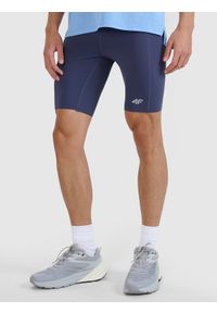 4f - 4F Legginsy kolarki do biegania szybkoschnące męskie - szare S. Kolor: szary. Materiał: dzianina, włókno, syntetyk, materiał, tkanina, elastan. Wzór: gładki, ze splotem. Sport: fitness, bieganie