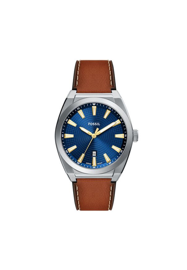 Fossil Zegarek Everett FS6115 Brązowy. Kolor: brązowy. Materiał: skóra
