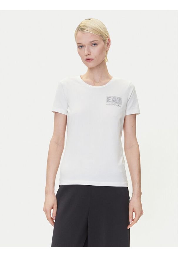 EA7 Emporio Armani T-Shirt 7W000492 AF10373 U0005 Écru Regular Fit. Materiał: bawełna