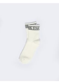 Big-Star - Skarpety damskie w prążek z napisem BIG STAR białe Marcolia 101. Kolor: biały. Materiał: materiał. Wzór: napisy, prążki #1