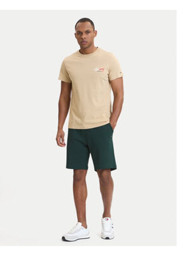 TOMMY HILFIGER - Tommy Hilfiger Szorty sportowe Essential Terry MW0MW37240 Zielony Regular Fit. Kolor: zielony. Materiał: bawełna. Styl: sportowy