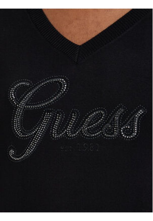 Guess Sweter W6YR29 Z0977 Czarny Regular Fit. Kolor: czarny. Materiał: wiskoza