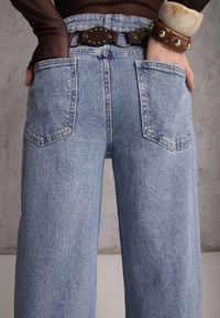 Renee - Niebieskie Szerokie Jeansy z Bawełną i Lyocellem High Waist Nansailah. Okazja: na co dzień. Stan: podwyższony. Kolor: niebieski. Styl: casual, street #3