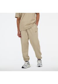 Spodnie męskie New Balance MP41508SOT – beżowe. Kolor: beżowy. Materiał: tkanina, bawełna, dresówka #2