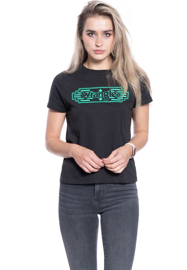 Wrangler - DAMSKI T-SHIRT WRANGLER SS GRAPHIC TEE FADED BLACK W7Z4EVXV6 112132172