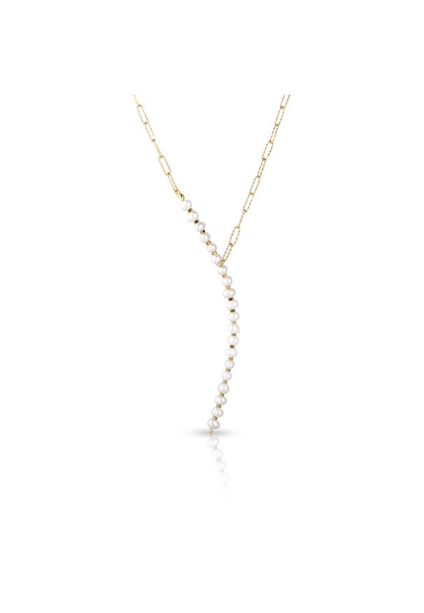 W.KRUK - Naszyjnik srebrny z perłami. Materiał: srebrne. Kolor: srebrny. Wzór: jednolity. Kamień szlachetny: perła