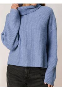 Sinsay - Prążkowany sweter - niebieski. Kolor: niebieski. Materiał: prążkowany #1