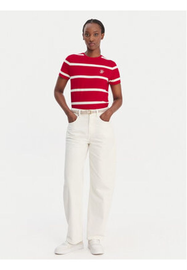 TOMMY HILFIGER - Tommy Hilfiger T-Shirt Script WW0WW47809 Czerwony Regular Fit. Kolor: czerwony. Materiał: bawełna