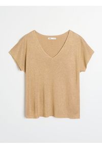 Sinsay - Bluzka z domieszką wiskozy - beżowy. Kolor: beżowy. Materiał: wiskoza