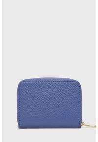 Answear Lab portfel skórzany damski. Kolor: niebieski. Materiał: skóra. Wzór: gładki #2