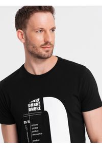 Ombre Clothing - T-shirt męski bawełniany z nadrukiem - czarny V3. Kolor: czarny. Materiał: bawełna. Wzór: nadruk