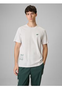 4f - 4F T-shirt regular z nadrukiem męski - biały XL. Okazja: na co dzień. Kolor: biały. Materiał: materiał. Wzór: nadruk. Styl: casual, klasyczny #1