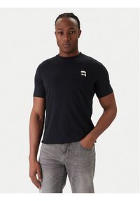 Karl Lagerfeld - KARL LAGERFELD T-Shirt 755710 561224 Granatowy Regular Fit. Typ kołnierza: dekolt w karo. Kolor: niebieski. Materiał: bawełna #1
