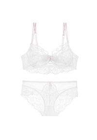 Intica - Komplet bielizny z koronką i regulowanymi ramiączkami na romantyczne wieczory Gilemette. Kolor: biały. Materiał: koronka. Wzór: koronka