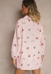 Renee - Różowy Komplet z Wiskozą Koszula i Szorty w Morski Print Reisoria. Kolor: różowy. Materiał: wiskoza. Wzór: nadruk #4