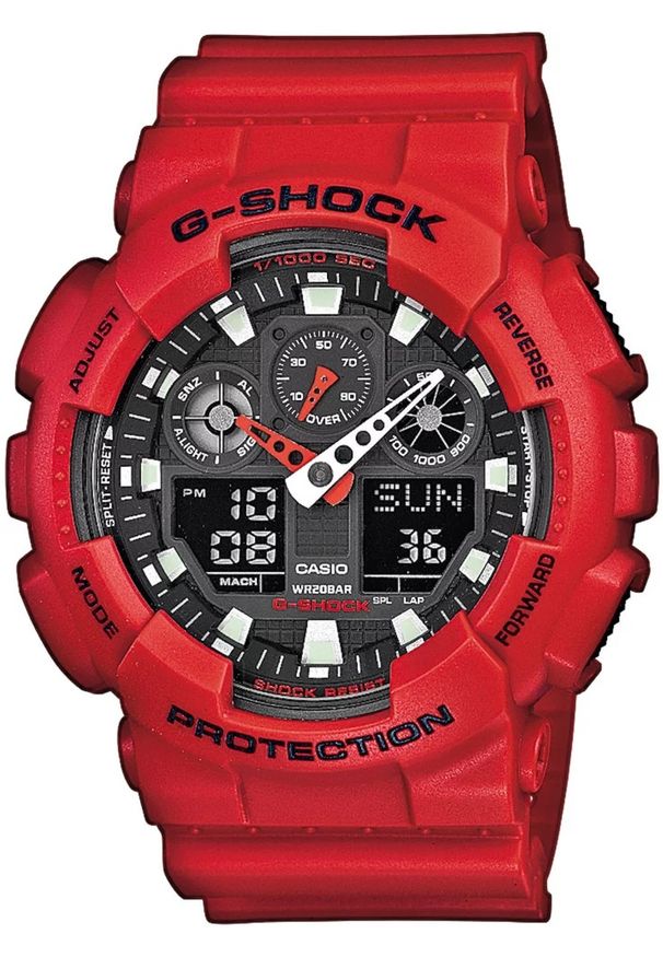 G-Shock - Zegarek Męski G-SHOCK ORIGINAL GA-100B-4AER. Rodzaj zegarka: cyfrowe. Materiał: tworzywo sztuczne. Styl: sportowy