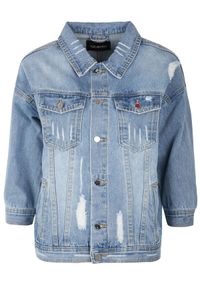TOP SECRET - Luźna kurtka jeansowa. Kolor: niebieski. Materiał: jeans. Sezon: wiosna, lato #5