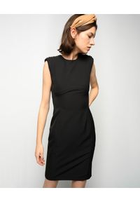 Pinko - PINKO - Czarna sukienka mini Insicuro. Kolor: czarny. Materiał: tkanina. Typ sukienki: dopasowane. Długość: mini #1