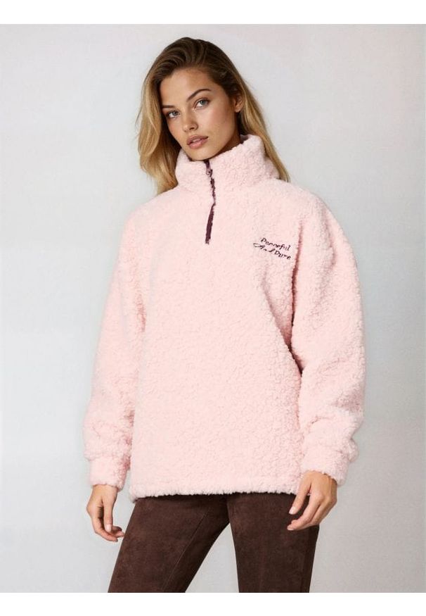 Sinsay - Bluza z kożuszkiem - różowy. Kolor: różowy