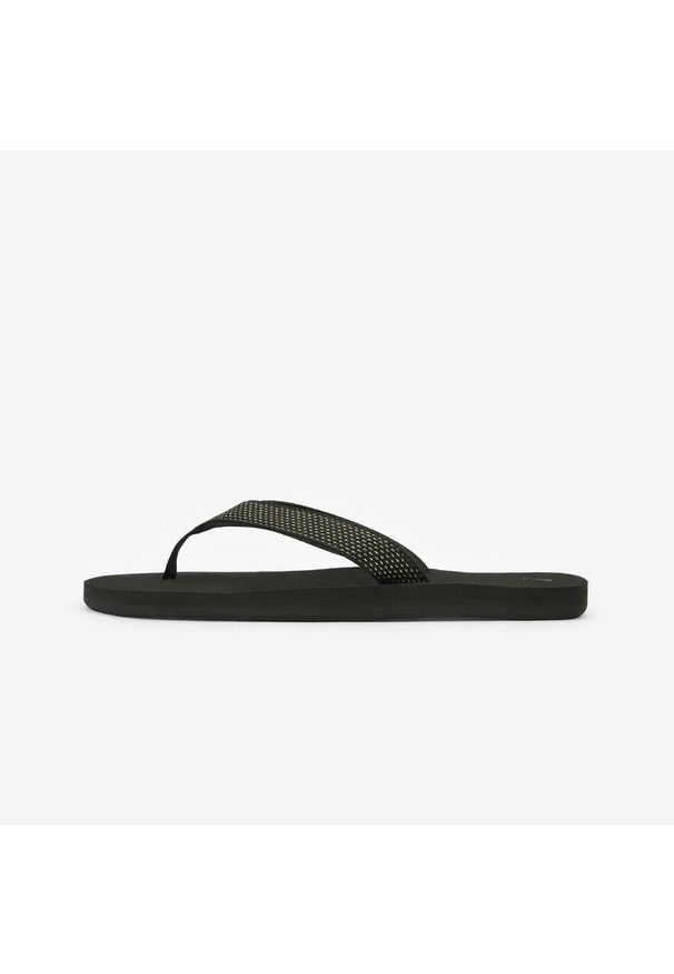 Japonki damskie Decathlon 550. Okazja: na plażę. Kolor: czarny. Materiał: bawełna. Wzór: paski. Styl: sportowy