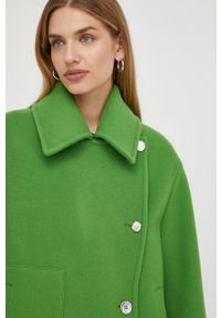 Beatrice B płaszcz wełniany kolor zielony przejściowy oversize. Kolor: zielony. Materiał: wełna. Styl: klasyczny #2