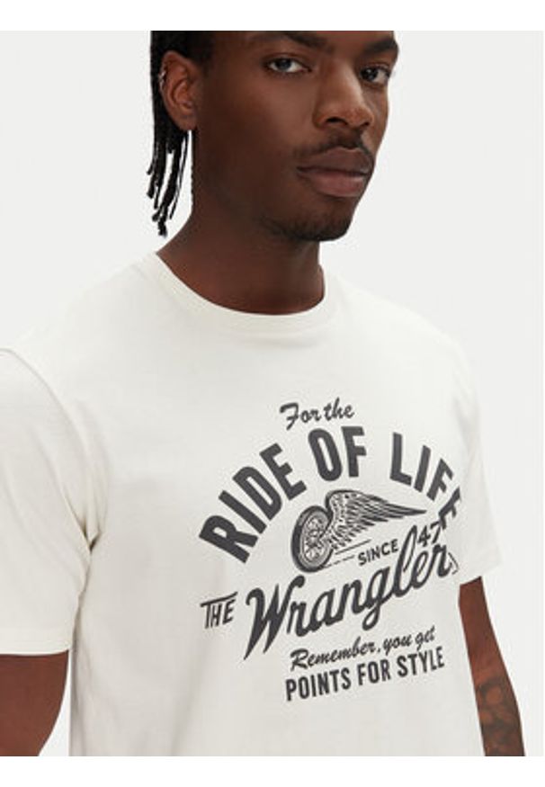 Wrangler T-Shirt Americana 112362791 Écru Regular Fit. Materiał: bawełna