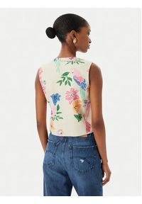 LOLA CASADEMUNT Kamizelka garniturowa LS2602009 Kremowy Regular Fit. Kolor: kremowy. Materiał: bawełna #4