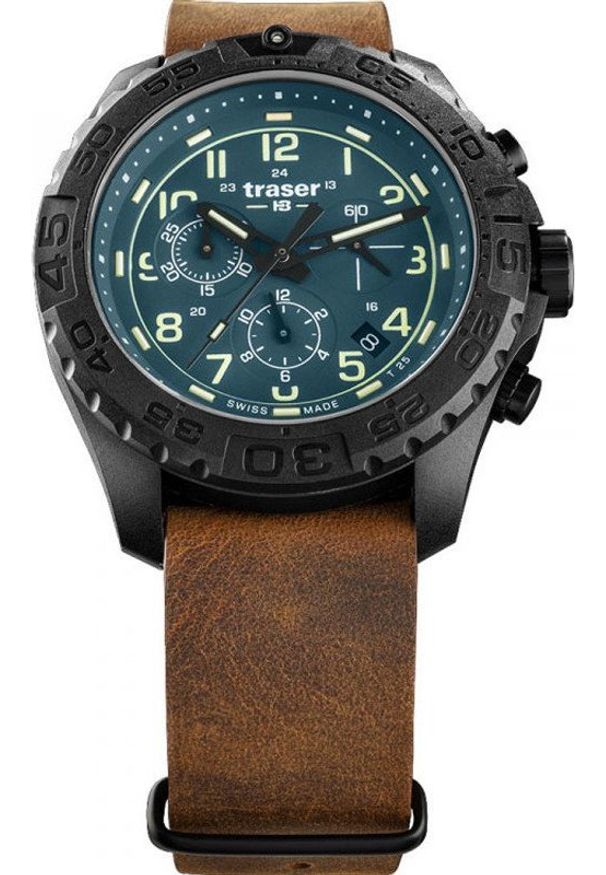 Zegarek Traser Zegarek męski Traser TS-109049 brązowy. Kolor: brązowy