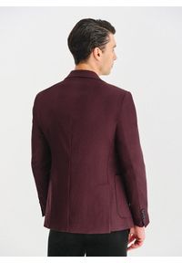 Pako Lorente - PAKO LORENTE – Bordowa marynarka z wełną i jedwabiem. Kolor: czerwony. Materiał: jedwab, wełna. Wzór: prążki #6