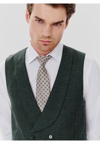 Pako Lorente - PAKO LORENTE – Dwurzędowa kamizelka męska w kolorze zielonym. Kolor: zielony. Materiał: len, elastan, poliamid, bawełna, wełna #3