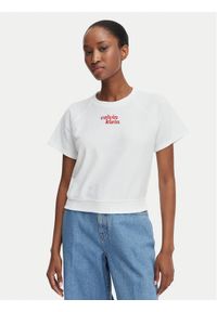 Calvin Klein Jeans T-Shirt TOWEL LV047G287G Biały Cropped Fit. Kolor: biały. Materiał: bawełna #1