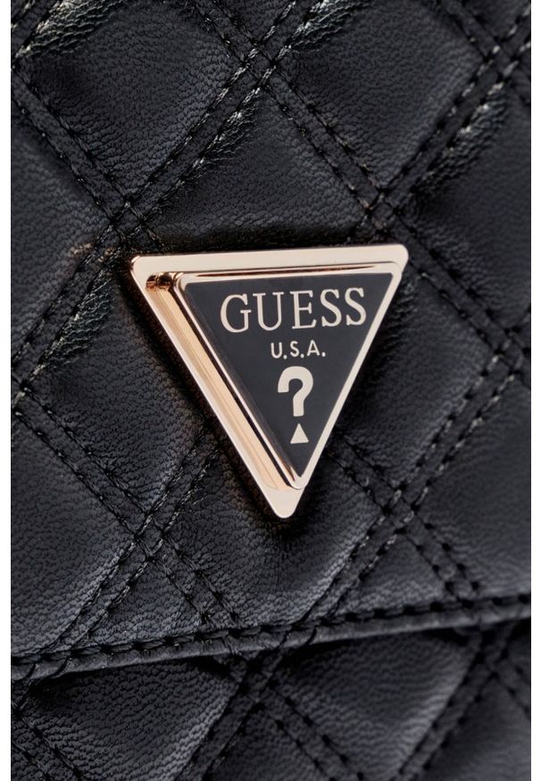 Guess - GUESS Czarna pikowana torebka damska Giully 2. Kolor: czarny. Materiał: pikowane. Styl: elegancki