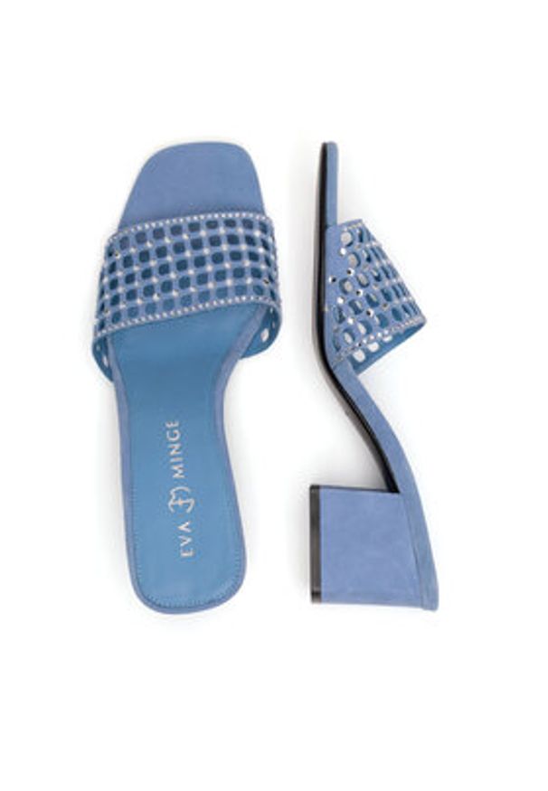 Eva Minge Klapki VERA-1559-2-1 Niebieski. Kolor: niebieski. Materiał: skóra